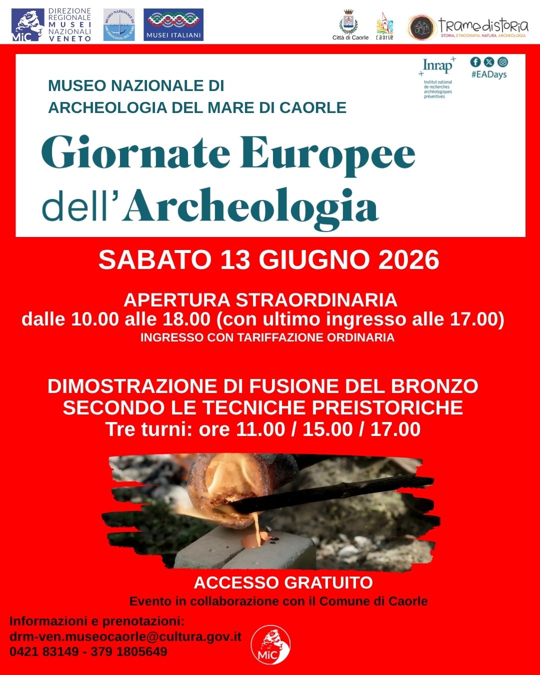 Apertura straordinaria | Dimostrazione di fusione del bronzo secondo le tecniche preistoriche | GEA al Museo nazionale archeologia del Mare di Caorle